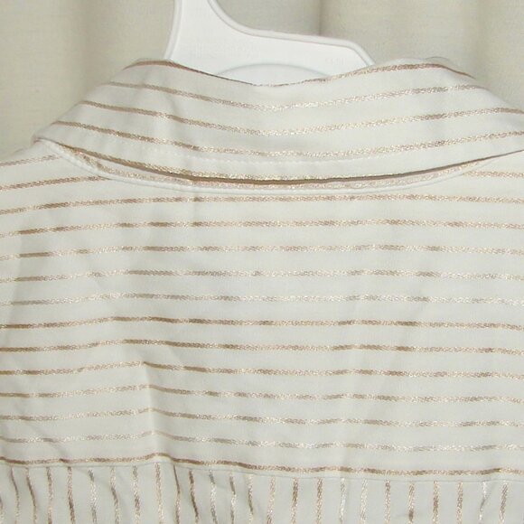 Worthington Woman Stretch Button Front SHIRT, 3X, White w/Gold Stripe NWOT - Picture 8 of 11